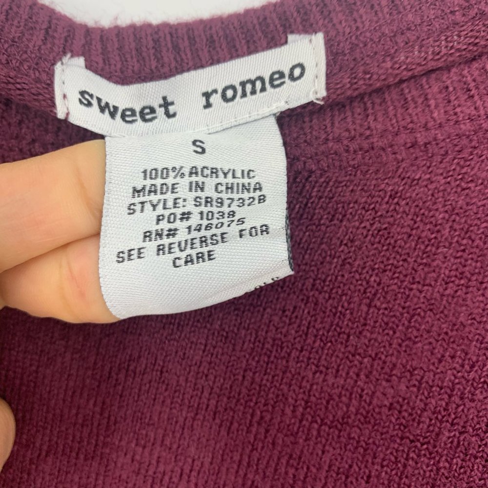 Sweet Romeo Ribbed Maroon Raglan Sleeve Pullover Sweater - Picture 6 of 7